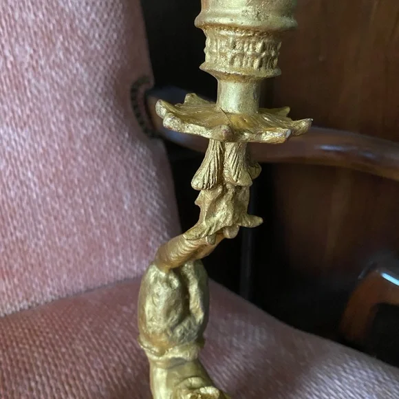 Vintage Candlestick Holders Asian Acrobat Pair